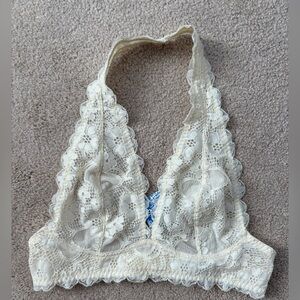 Free People Lace Halter Bralette- ivory